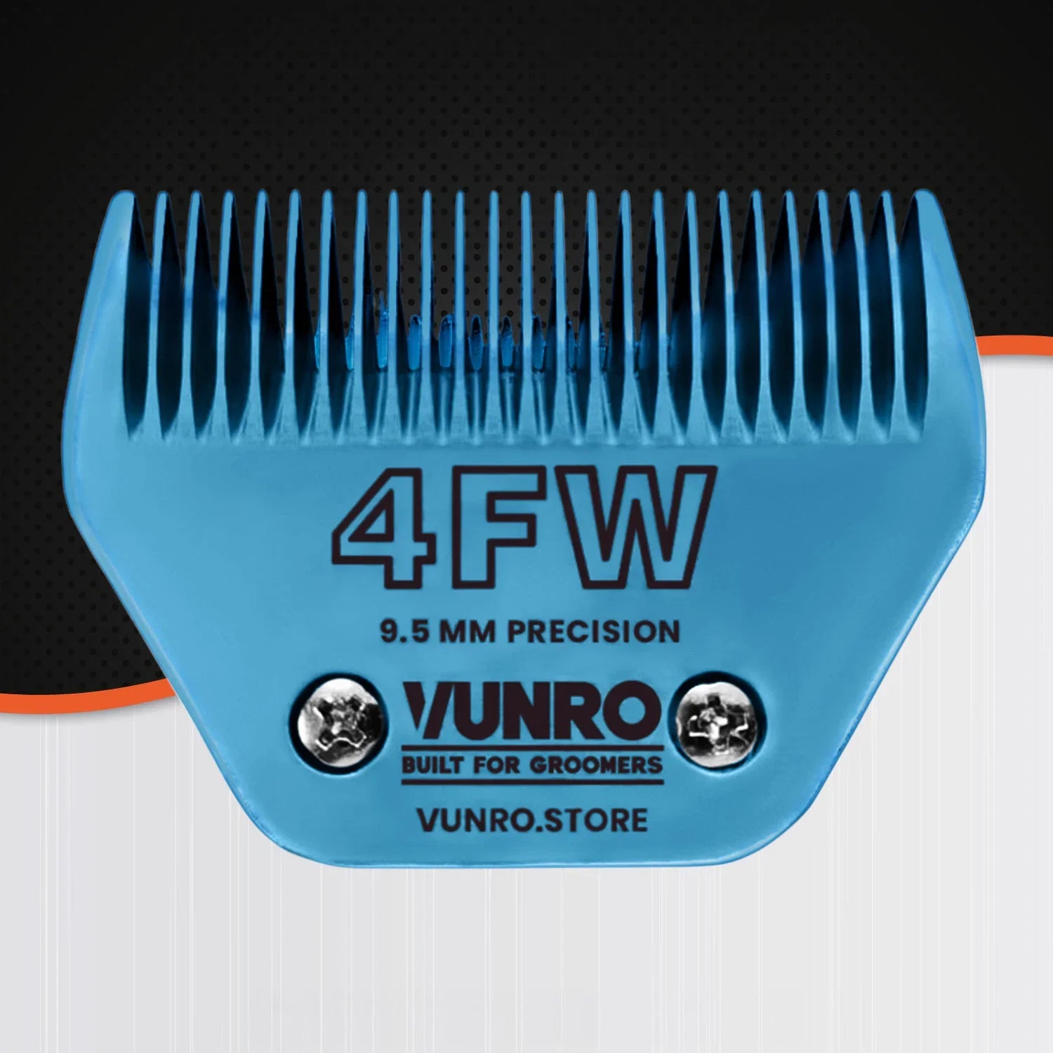 VUNRO 4FW Wide Blue Steel dog clipper blade front view