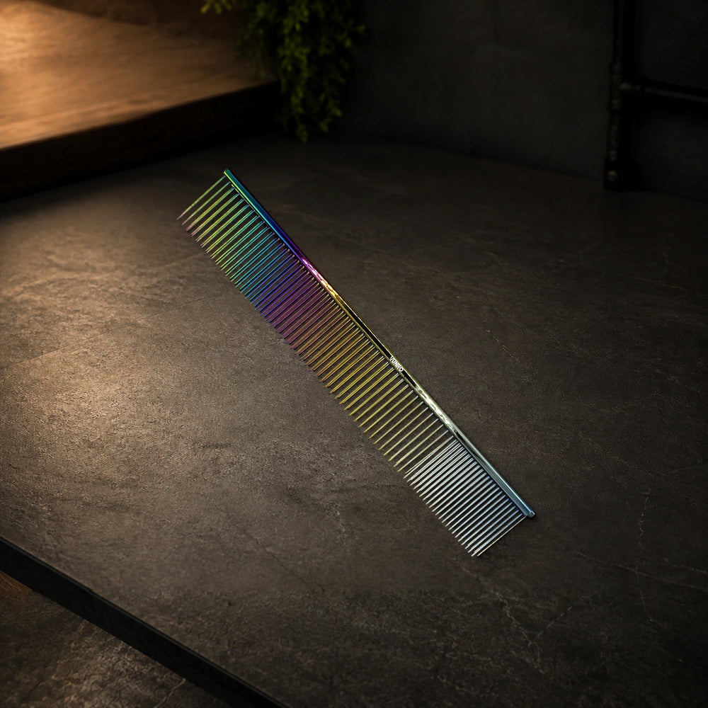 8.0" Lux Coarse and Fine Straight Comb photographed on the VUNRO professional workbench